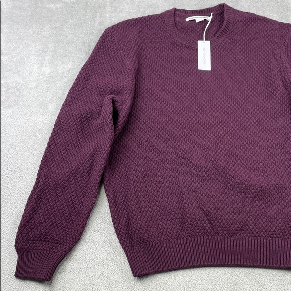 NEW Outerknown L Wool Cotton Harbor Knit Purple Textured Knit Sweater - Picture 3 of 10